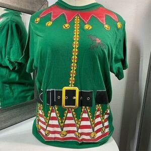 Holiday Time XL Christmas Elf Graphic T-Shirt Green